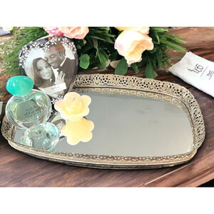 Vintage Vanity Mirror Botanical Mirrored Tray Great Romantic Decor Gift Idea